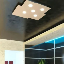Plafoniere Moderne-Top Light Plafoniera per cucina moderna squadrata sabbia toplight plate