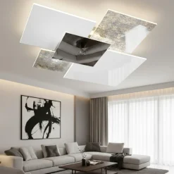 Plafoniere Moderne-Top Light Plafoniera per cucina moderna 46cm toplight shadow vetri bianco foglia argento