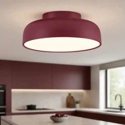 Plafoniere Moderne-Selezionato da Mazzolaluce Plafoniera per cucina rosso bordeaux 40 cm moderna tonda led 27w 3000k dimmerabile