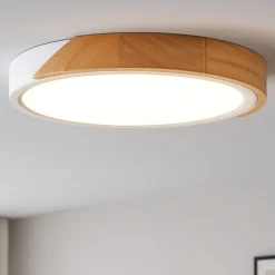 Plafoniere Moderne-Selezionato da Mazzolaluce Plafoniera per cucina rotonda bianca legno led 20w 3000k dimmerabile