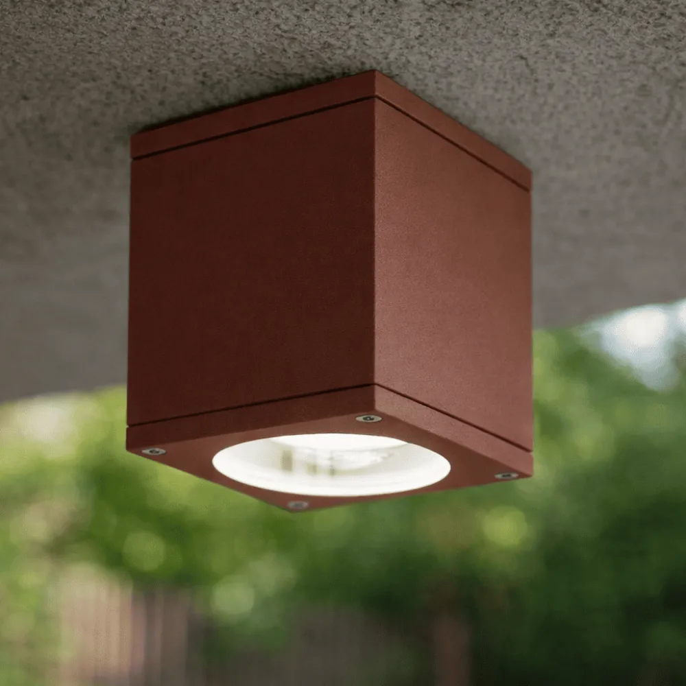 Plafoniere Da Esterno-Perenz Illuminazione Plafoniera per esterno da soffitto ip65 corten up perenz gx53