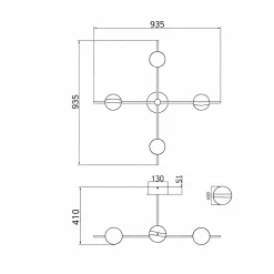Plafoniere Moderne-Selezionato da Mazzolaluce Plafoniera per soggiorno contemporaneo nero oro con sfere led 3000k