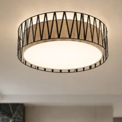 Plafoniere Moderne-Selezionato da Mazzolaluce Plafoniera per soggiorno in tessuto nero 72 cm cilindro design moderno