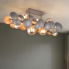 Plafoniere Moderne-Selezionato da Mazzolaluce Plafoniera per soggiorno moderna antracite sfere vetro ambra