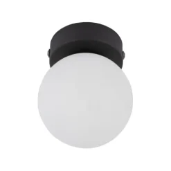 Plafoniere Moderne-Selezionato da Mazzolaluce Plafoniera piccola nera sfera di vetro bianco da soffitto