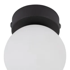 Plafoniere Moderne-Selezionato da Mazzolaluce Plafoniera piccola nera sfera di vetro bianco da soffitto