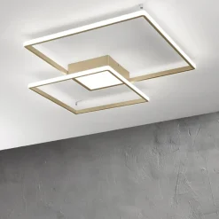 Plafoniere Moderne-Ondaluce Plafoniera pl dowel gr oro led 60w 3000k design minimal