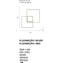 Plafoniere Moderne-Ondaluce Plafoniera pl dowel led 3000k dimmerabile grigio