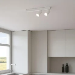 Plafoniere Moderne-Ideal Lux Plafoniera profilo bianco pl2 con faretti led orientabili
