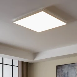 Plafoniere Moderne-Eglo Plafoniera quadrata bianca led dimmerabile 32w controllo remoto app herrora