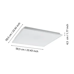 Plafoniere Moderne-Eglo Plafoniera quadrata bianca led dimmerabile 32w controllo remoto app herrora