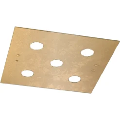 Plafoniere Moderne-Top Light Plafoniera quadrata foglia oro 5 luci gx53