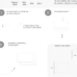 Plafoniere Moderne-Selezionato da Mazzolaluce Plafoniera quadrata per cucina in gesso ceramico