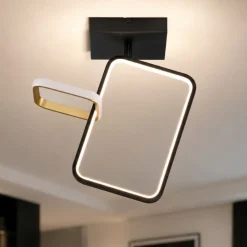 Plafoniere Moderne-Selezionato da Mazzolaluce Plafoniera quadrati design moderna nero oro led 30w 3200k dimmerabile
