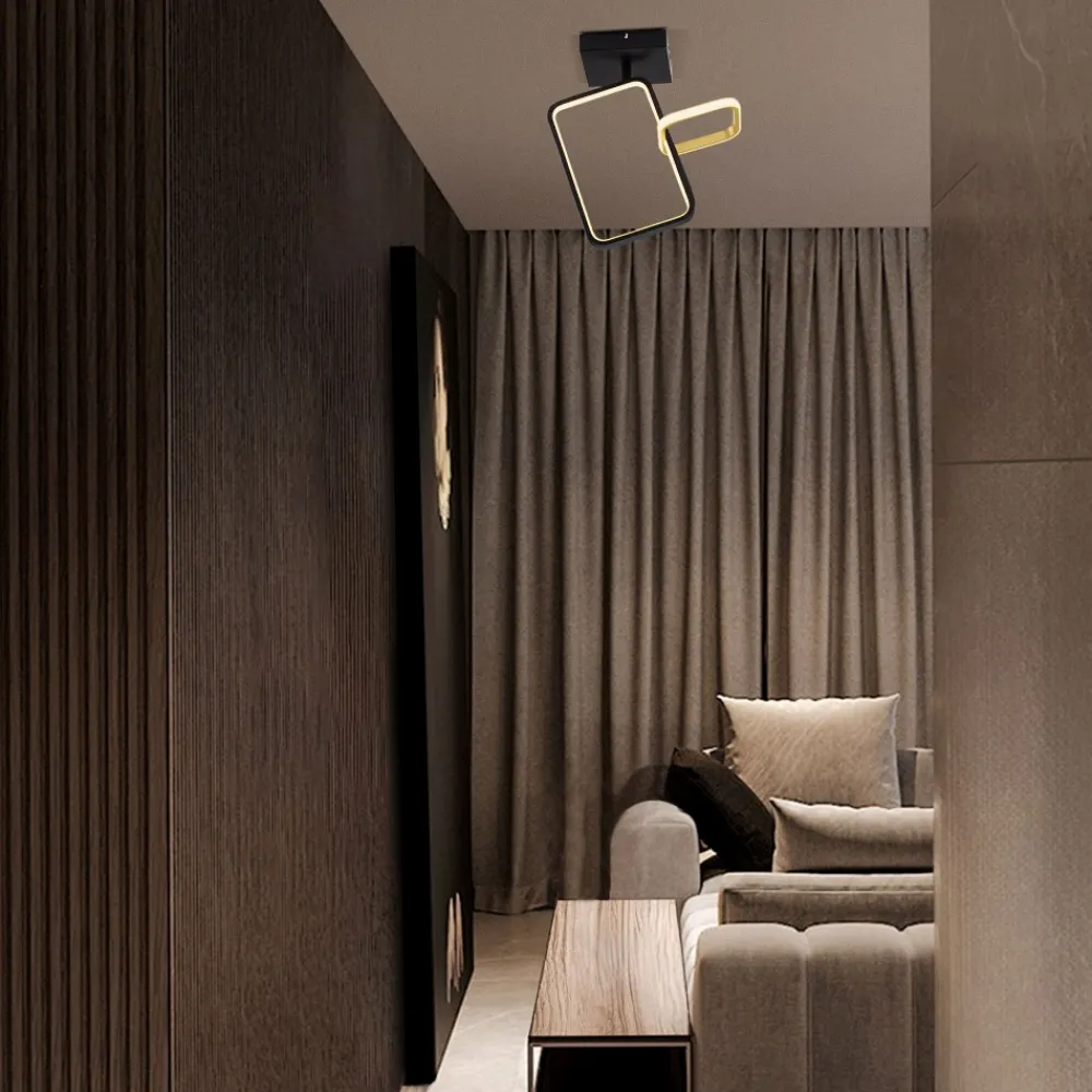 Plafoniere Moderne-Selezionato da Mazzolaluce Plafoniera quadrati design moderna nero oro led 30w 3200k dimmerabile