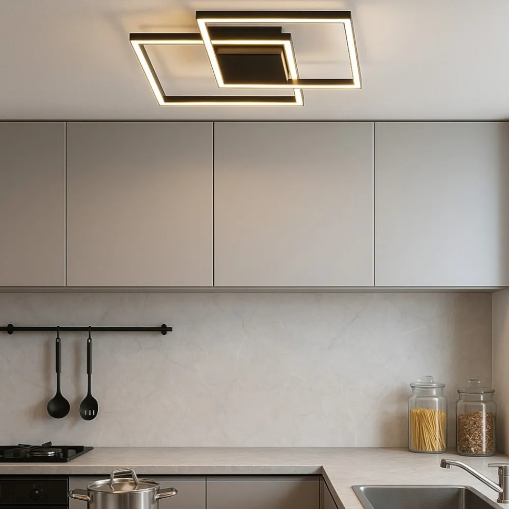 Plafoniere Moderne-Selezionato da Mazzolaluce Plafoniera quadrati led 25w 3000k nera design moderna