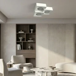 Plafoniere Moderne-Selezionato da Mazzolaluce Plafoniera quadrati per cucina in gesso ceramico bianca