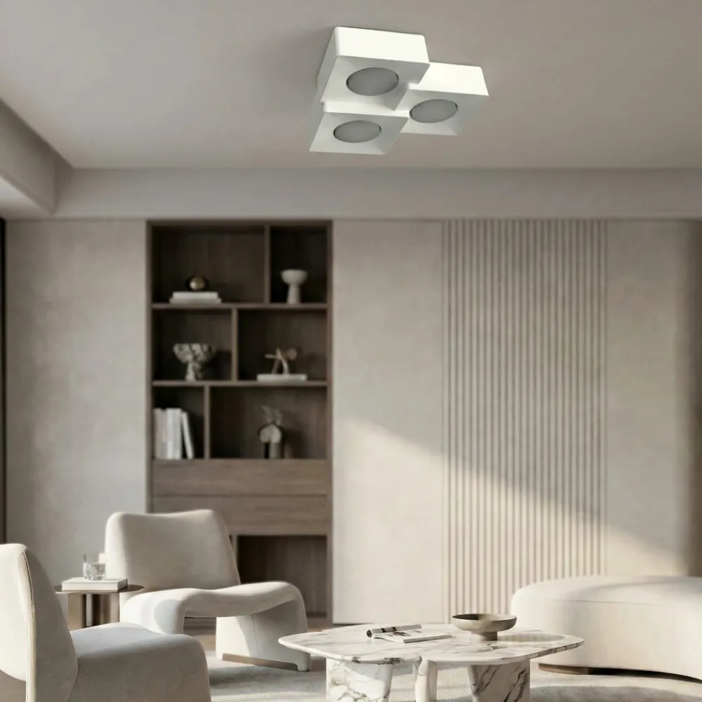 Plafoniere Moderne-Selezionato da Mazzolaluce Plafoniera quadrati per cucina in gesso ceramico bianca