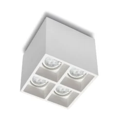 Plafoniere Moderne-Selezionato da Mazzolaluce Plafoniera quadrato da soffitto 4 luci in gesso bianco