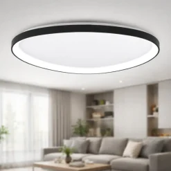 Plafoniere Moderne-Fabas Luce Plafoniera quirk nera 80cm moderna led 75w 2700k 3200k 4000k