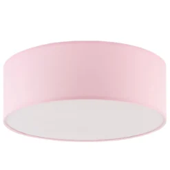 Plafoniere Moderne-Selezionato da Mazzolaluce Plafoniera rosa per cameretta bambina cilindro di tessuto