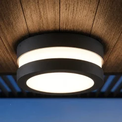 Plafoniere Da Esterno-Top Light Plafoniera rotonda antracite per esterno balcone soho