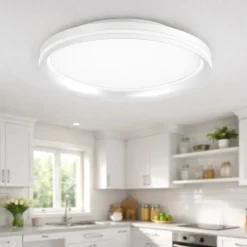 Plafoniere Moderne-Fabas Luce Plafoniera rotonda bianca isy led 2700k 3200k 4000k per cucina