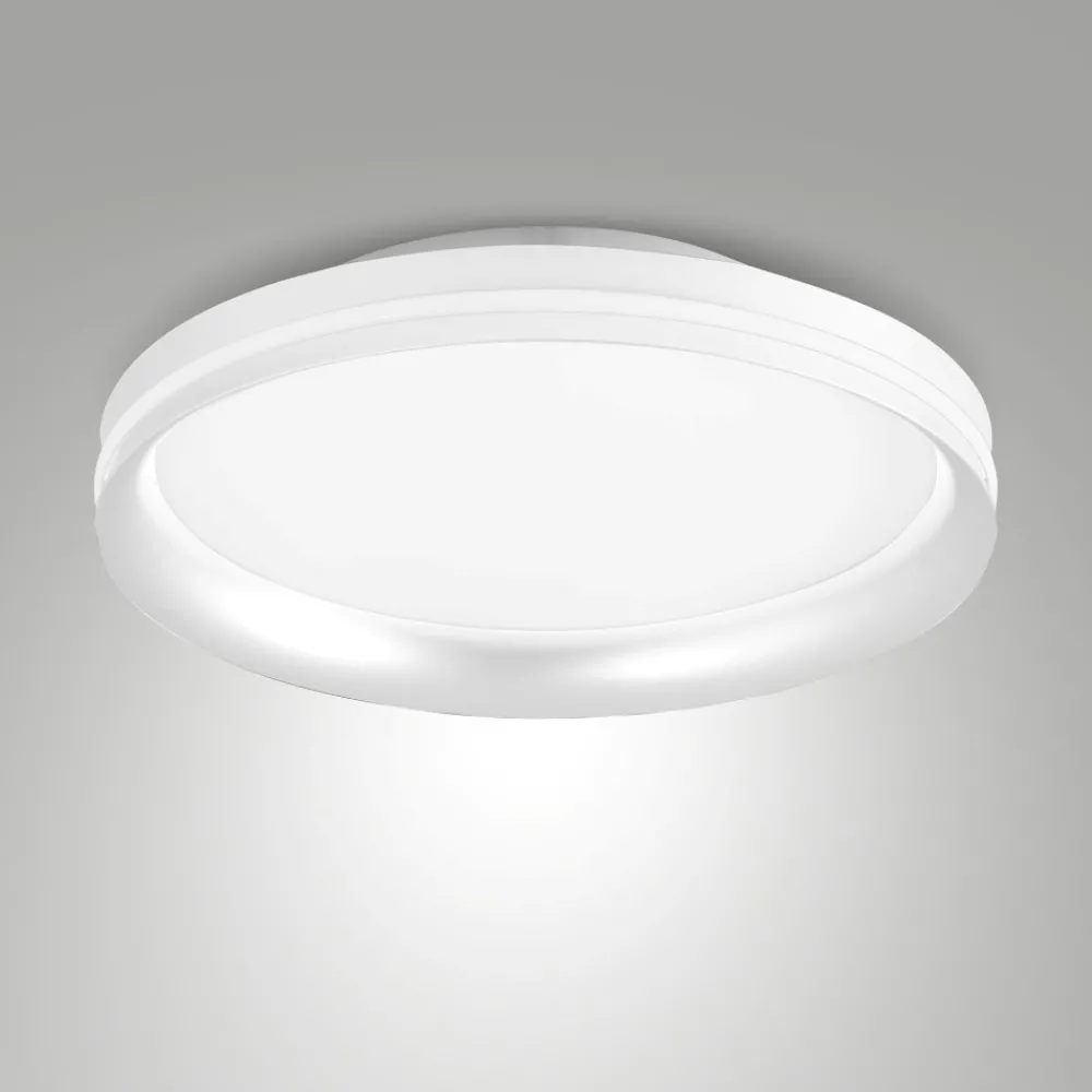 Plafoniere Moderne-Fabas Luce Plafoniera rotonda bianca isy led 2700k 3200k 4000k per cucina
