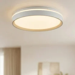 Plafoniere Moderne-Selezionato da Mazzolaluce Plafoniera rotonda bianco sabbia led 20w 2700k a 6500k cont elecomando
