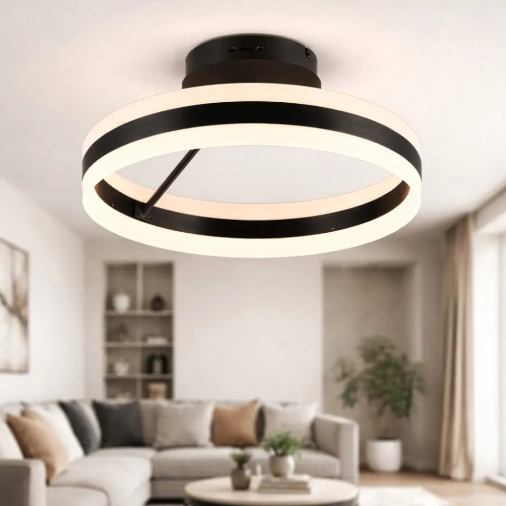 Plafoniere Moderne-Selezionato da Mazzolaluce Plafoniera rotonda circolare nera moderna led dimmerabile 2300k 3000k 4000k