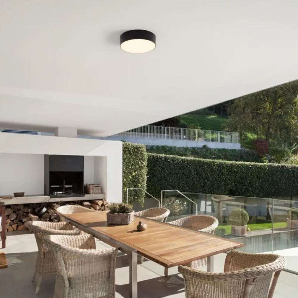 Plafoniere Da Esterno-Selezionato da Mazzolaluce Plafoniera rotonda da esterno balcone antracite led 20w 3000k ip65
