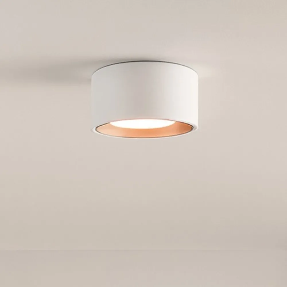 Plafoniere Moderne-Sforzin Illuminazione Plafoniera rotonda da soffitto gesso bianco interno rame sforzin nasso