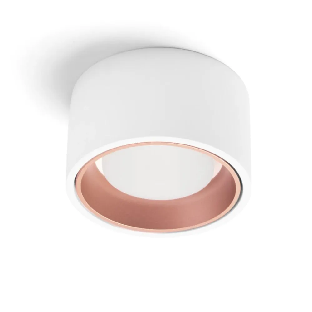 Plafoniere Moderne-Sforzin Illuminazione Plafoniera rotonda da soffitto gesso bianco interno rame sforzin nasso
