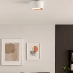 Plafoniere Moderne-Sforzin Illuminazione Plafoniera rotonda da soffitto gesso bianco interno rame sforzin nasso