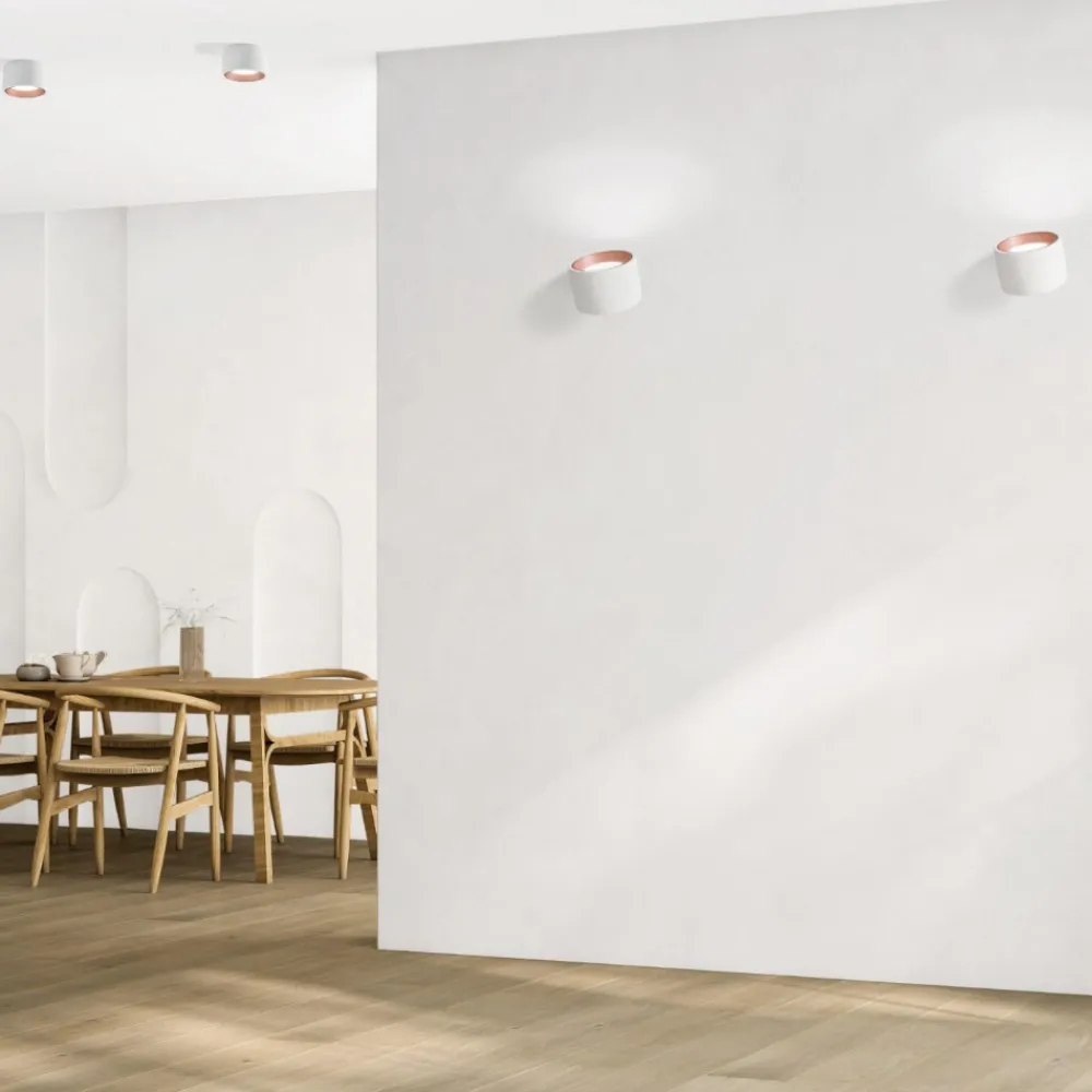 Plafoniere Moderne-Sforzin Illuminazione Plafoniera rotonda da soffitto gesso bianco interno rame sforzin nasso