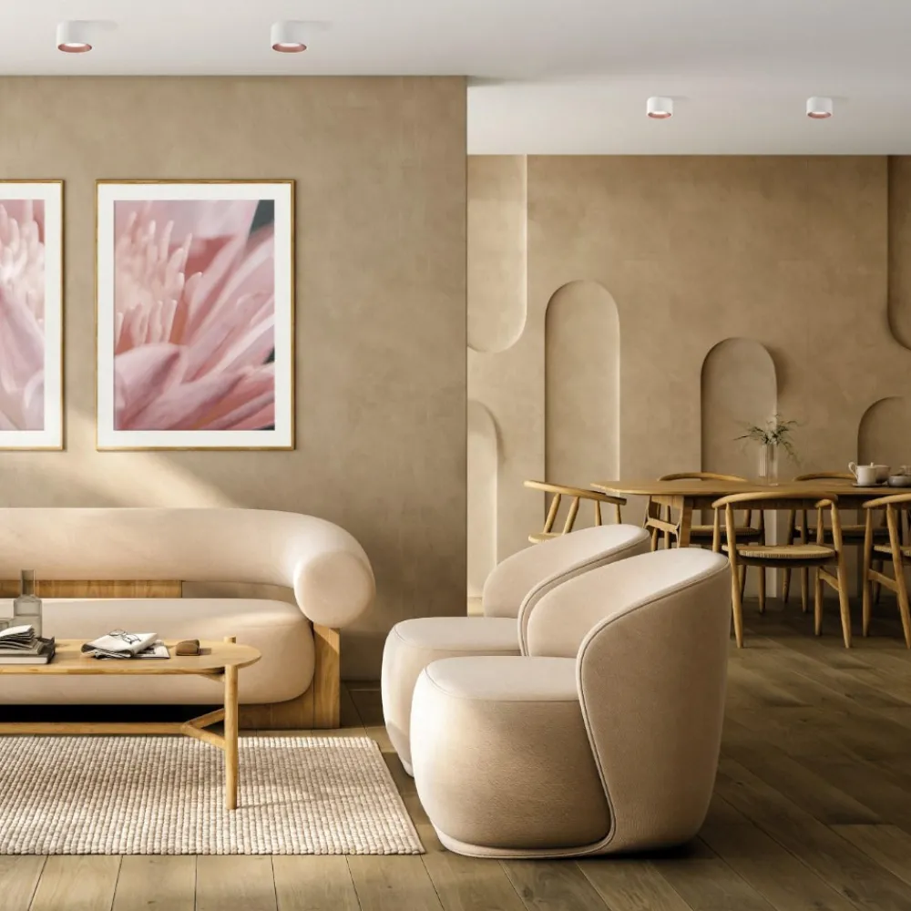 Plafoniere Moderne-Sforzin Illuminazione Plafoniera rotonda da soffitto gesso bianco interno rame sforzin nasso