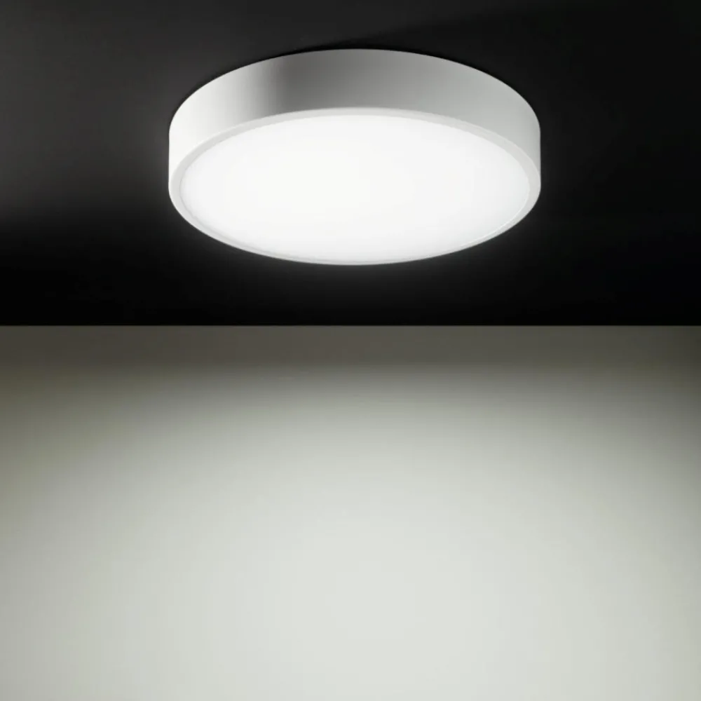 Plafoniere Moderne-Linea Light Plafoniera rotonda box sr bianca led 48w 3000k
