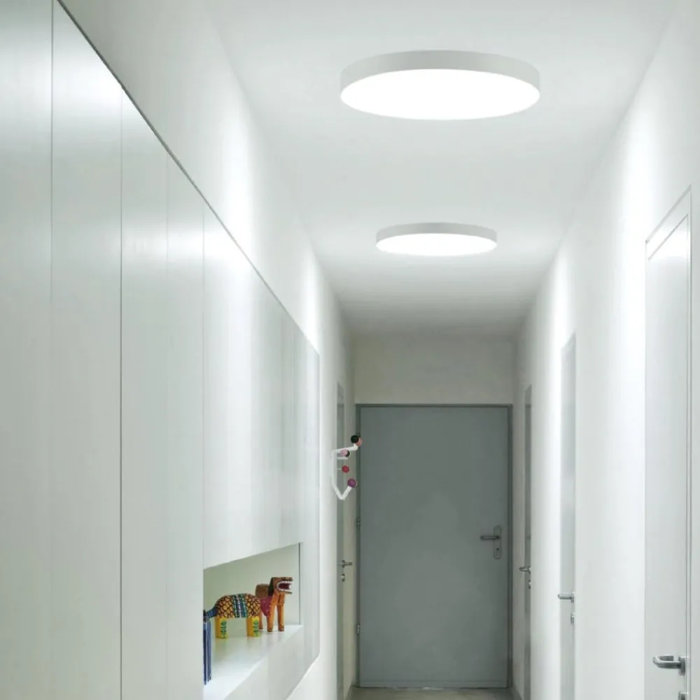 Plafoniere Moderne-Linea Light Plafoniera rotonda box sr bianca led 48w 3000k