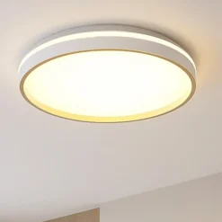 Plafoniere Moderne-Selezionato da Mazzolaluce Plafoniera rotonda moderna bianco oro led 55w cct con telecomando