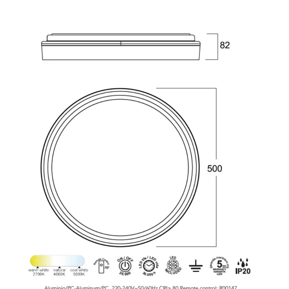 Plafoniere Moderne-Selezionato da Mazzolaluce Plafoniera rotonda moderna bianco oro led 55w cct con telecomando