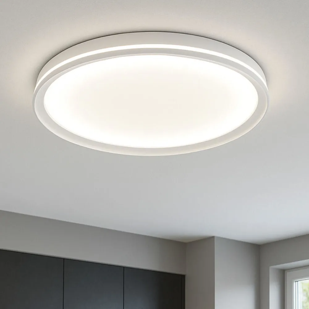 Plafoniere Moderne-Top Light Plafoniera rotonda moderna bianca 44w led cct biemissione luce area