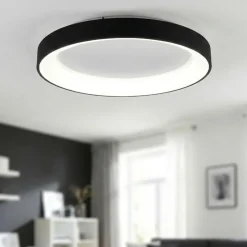 Plafoniere Moderne-Selezionato da Mazzolaluce Plafoniera rotonda nero 65cm moderna led 60w con telecomando app