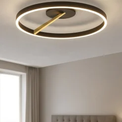 Plafoniere Moderne-Selezionato da Mazzolaluce Plafoniera rotonda nero e oro dimmerabile led da 3000k a 6000k con telecomando