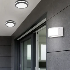 Plafoniere Da Esterno-Selezionato da Mazzolaluce Plafoniera rotonda per esterno moderna antracite 11w 3000k
