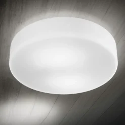 Plafoniere Moderne-Fabas Luce Plafoniera rotonda vetro bianco 30cm graff e27