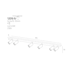 Plafoniere Moderne-Top Light Plafoniera sei luci binario led sabbia