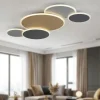 Plafoniere Moderne-Selezionato da Mazzolaluce Plafoniera smart cerchi nero oro grigio led 2700k a 5000k con telecomando