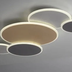 Plafoniere Moderne-Selezionato da Mazzolaluce Plafoniera smart cerchi nero oro grigio led 2700k a 5000k con telecomando