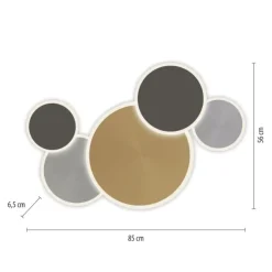 Plafoniere Moderne-Selezionato da Mazzolaluce Plafoniera smart cerchi nero oro grigio led 2700k a 5000k con telecomando