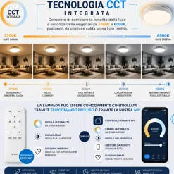 Plafoniere Moderne-Eglo Plafoniera smart da cucina led 2700k a 6500k dimmerabile controllo da remoto app salobrena